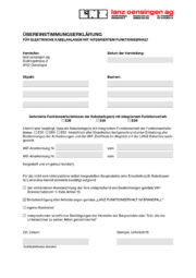 Funktionserhalt - Formular Übereinstimmungs- erklärung