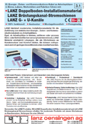 LANZ Stromschienen-Systeme - Doppelboden & Brüstungskanal-Installationmaterial & Kabeldurchlässe Katalog 3.1